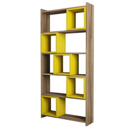 Hanah Home Estantería Nogal y Amarillo 80x170x22 cm